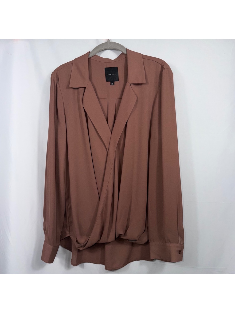 Alex Marie XL Mauve Surplice Long Sleeve Blouse